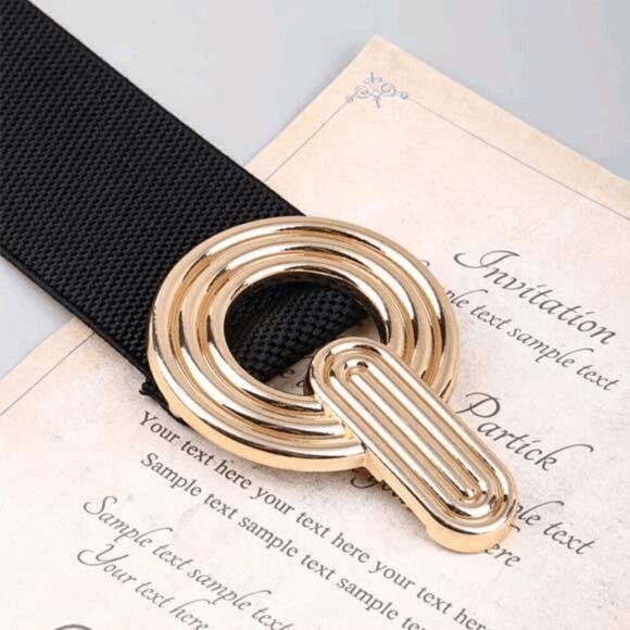 2/$21 Ladies Double Circle Black Stretch Belt (33.5 Inches) - Picture 2 of 10